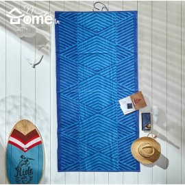 Serviette de plage en coton ZigZag Bleu