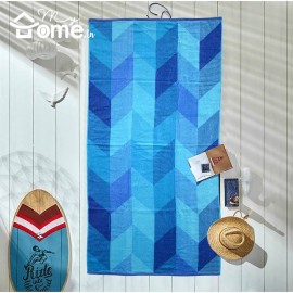 Serviette de plage en coton Vague Bleu