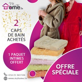 Pack Bella  2 capes de bain rouge & beige + 6 serviettes intimes  bambou tropical