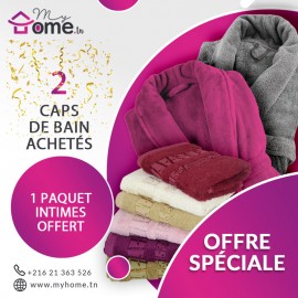 Pack Bella 2 capes de bain aubergine & gris + 6 serviettes intimes bambou tiédeur