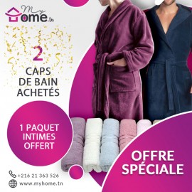 Pack Bella 2 capes de bain aubergine & bleu marine + 6 serviettes intimes rayé foncé