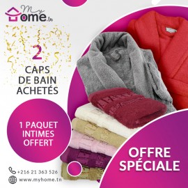 Pack Bella  2 capes de bain gris & rouge + 6 serviettes intimes bamboo tiédeur