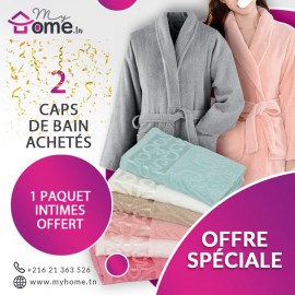 Pack Bella 2 capes de bain gris & saumon + 6 serviettes intimes gravure