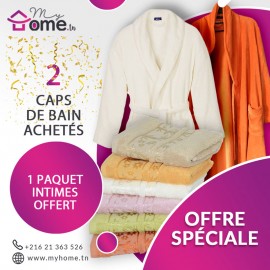 Pack Bella 2 capes de bain orangé & écru + 6 serviettes intimes bamboo tropical