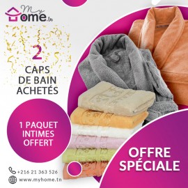 Pack Bella 2 capes de bain orangé & gris + 6 serviettes intimes bamboo tropical