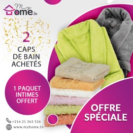 Pack Bella 2 capes de bain vert & gris + 6 serviettes intimes bamboo tropical