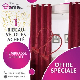 Pack - Rideau Velours Bordeaux + Embrasse Aimant Boucle