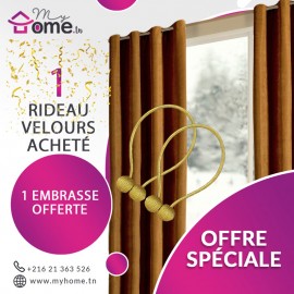 Pack - Rideau Velours bronze + Embrasse Aimant Boucle