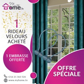 Pack - Rideau Velours Emeraude + Embrasse Aimant Boucle