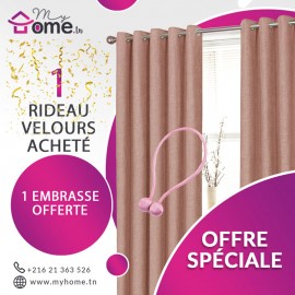 Pack - Rideau Velours Rose parme + Embrasse Aimant Boucle