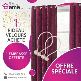 Pack - Rideau Velours violet + Embrasse Aimant Boucle