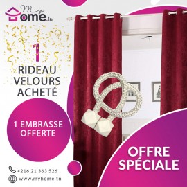 Pack Rideau Velours bordeaux+ Embrasse aimant cube