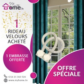 Pack Rideau Velours Emeraude+ Embrasse Aimant cube