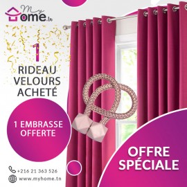 Pack Rideau Velours fuchsia + Embrasse Aimant cube