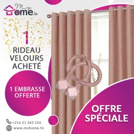 Pack Rideau Velours Rose Parme + Embrasse Aimant Cube