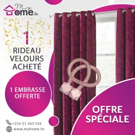 Pack Rideau Velours violet+ Embrasse Aimant cube