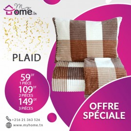 PACK 3 PLAIDS POLAIRES - ÉCOSSAIS - BEIGE