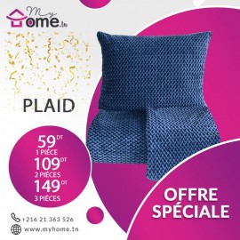 PACK 3 PLAIDS POLAIRES - NID D'ABEILLE - BLEU