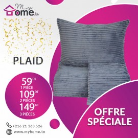 PACK 3 PLAIDS POLAIRES - RAYÉ - GRIS FONCÉ