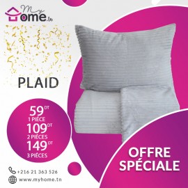 Pack 3 plaids polaires - rayé - gris clair