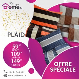 Pack 3 plaids polaires - écossais - orangé + beige + bleu pétrole