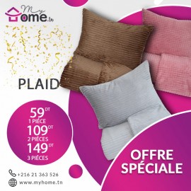 Pack 3 plaids polaires - rayé - marron + gris clair + rose