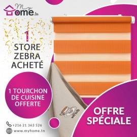 Pack Store Zébra 1mt Orangé + Torchons de Cuisine