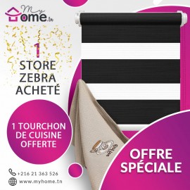 Pack Store Zébra 1mt Noir + Torchons de Cuisine