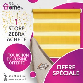 Pack Store Zébra 1mt  Jaune + Torchons de Cuisine