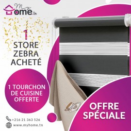 Pack Store Zébra 1mt Gris Foncé + Torchons de Cuisine