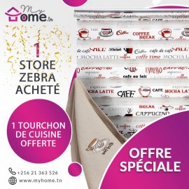 Pack Store Zébra 1mt Café Rouge + Torchons de Cuisine