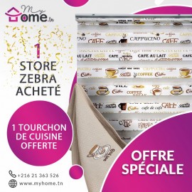 Pack Store Zébra 1mt Café Marron + Torchons de Cuisine