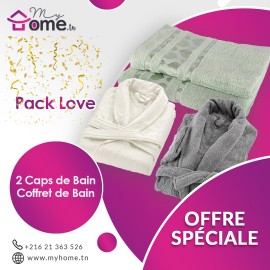 Pack Love - 2 capes de bain gris & écru + ensemble de bain cœur gris