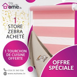 Pack Store Zébra 1.20 mt Rose Bébé + Torchons de Cuisine