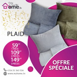 Pack 3 plaids polaires - rayé - gris foncé + gris clair + vert