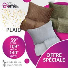 Pack 3 plaids polaires - rayé - marron + vert + gris clair