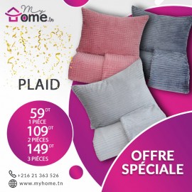 Pack 3 plaids polaires - rayé - gris foncé + gris clair + rose