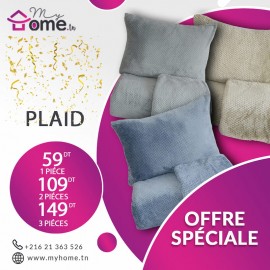 Pack 3 plaids polaires - semsem - grège + gris + bleu pétrole