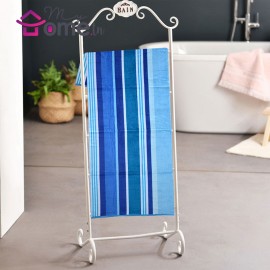 Drap de bain coton  Rayé bleu claire