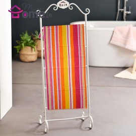 Drap de bain coton rayé orange