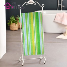 Drap de bain coton rayé vert