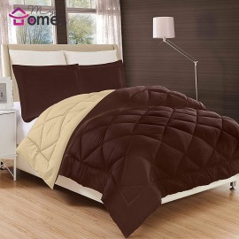 Couette 2 places doubles faces Beige/Maron