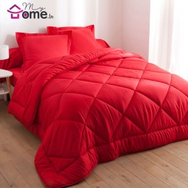 Couette 2 places unis Rouge